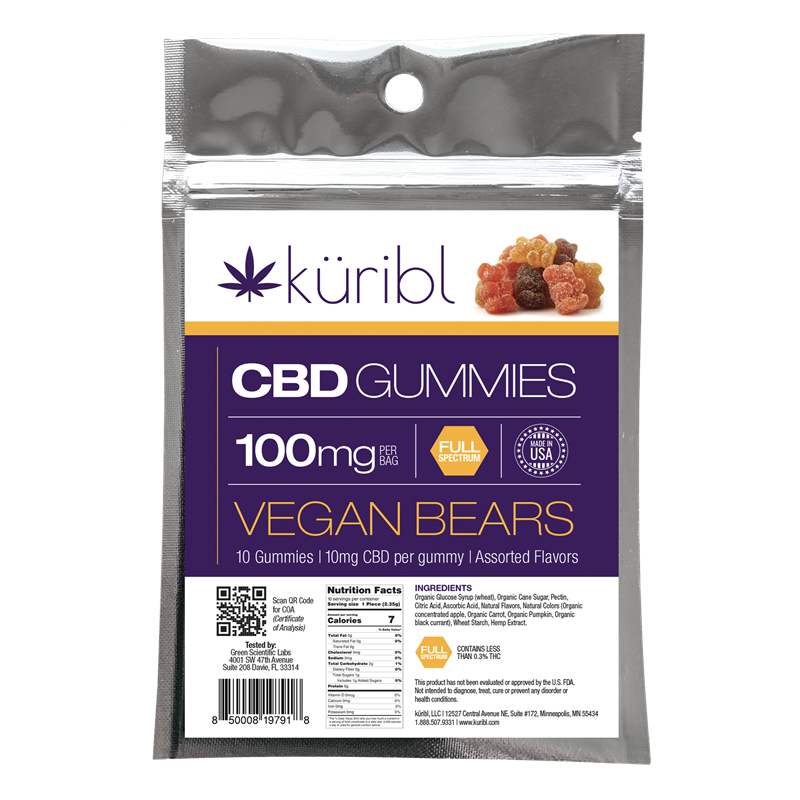 Gummies Vegan Bears 100mg Full Spectrum (10mg/10 count)