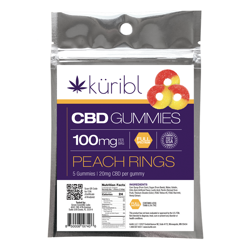 Picture of Gummies Peach Rings 100mg Full Spectrum (20mg/5 count)