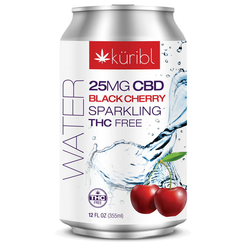Picture of 4 PACK CBD SPARKLING THC FREE WATER 25MG BLACK CHERRY