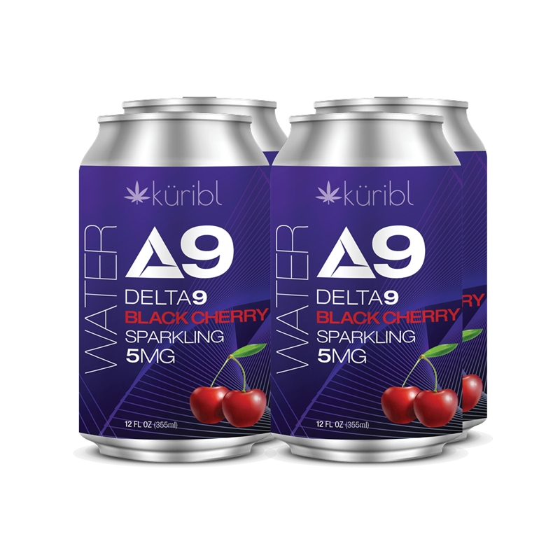 4 PACK THC SPARKLING WATER 5MG BLACK CHERRY Water