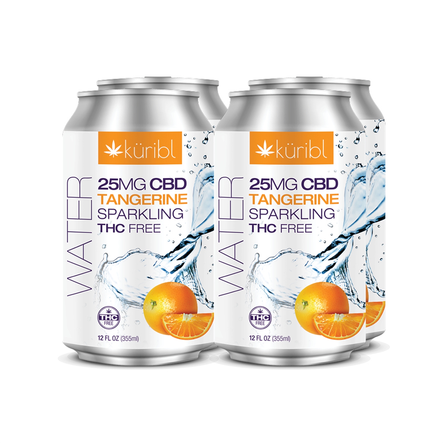 Picture of 4 PACK CBD SPARKLING THC FREE WATER 25MG TANGERINE