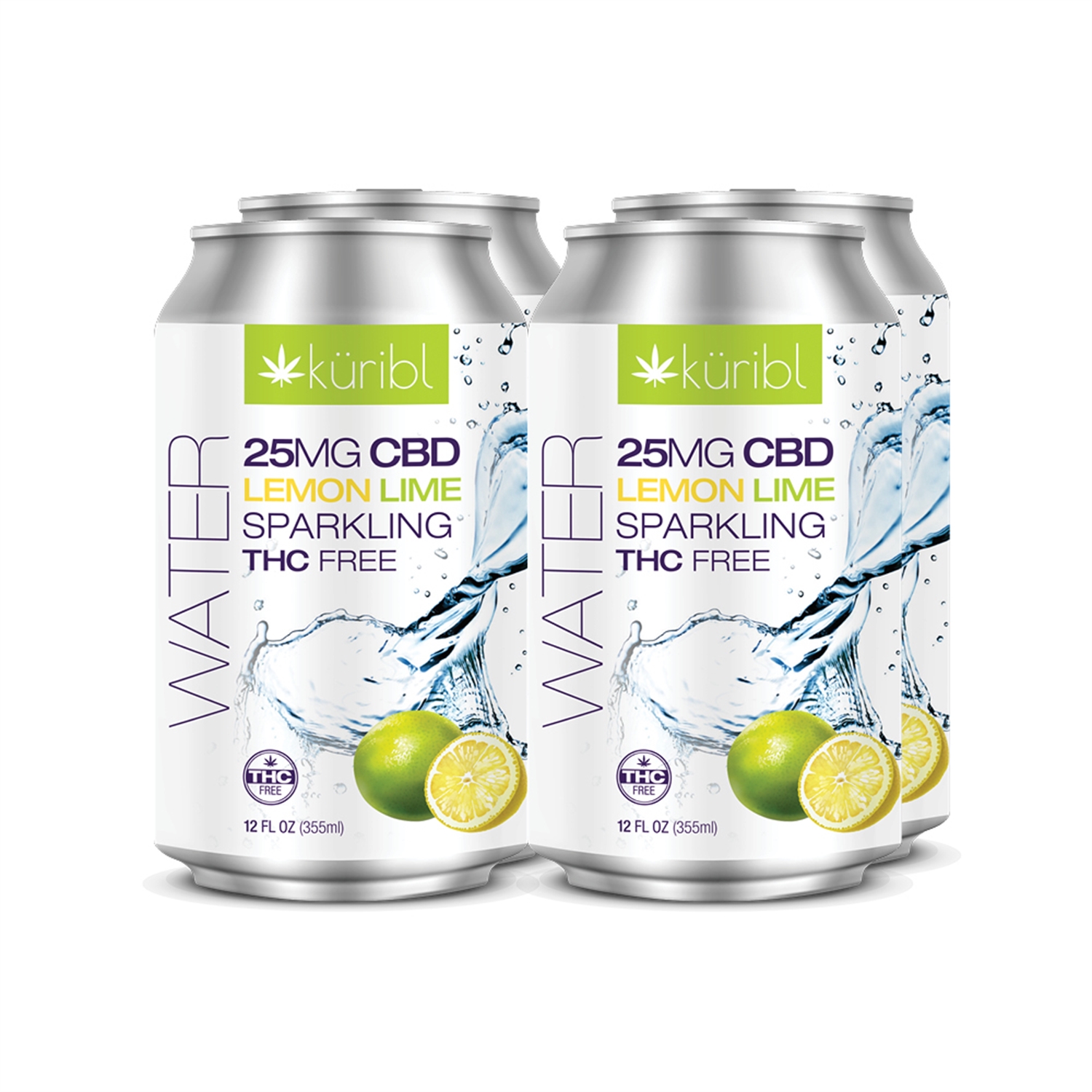 Picture of 4 PACK CBD SPARKLING THC FREE WATER 25MG LEMON LIME